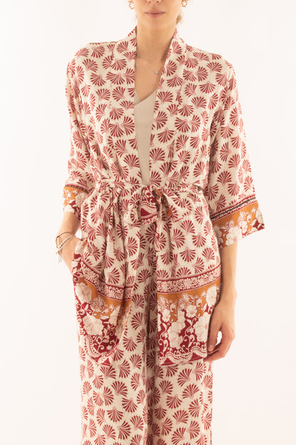 Kimono in viscosa da Donna Susy mix - Rosso india