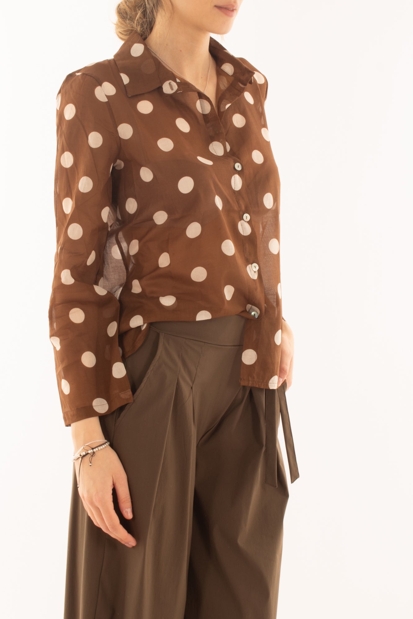 Camicia a pois da Donna Susy mix - Tabacco