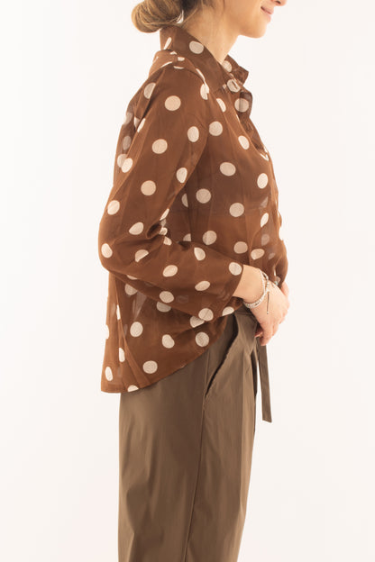 Camicia a pois da Donna Susy mix - Tabacco