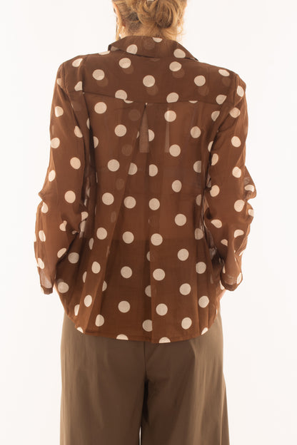 Camicia a pois da Donna Susy mix - Tabacco