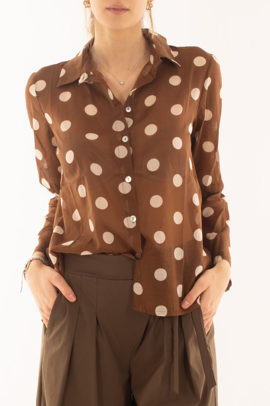 Camicia a pois da Donna Susy mix - Tabacco