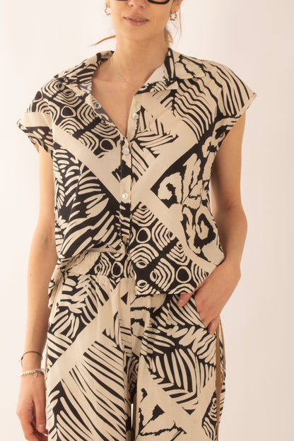 Camicia fantasia senza maniche da Donna Susy mix - Sabbia