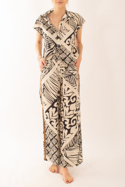 Camicia fantasia senza maniche da Donna Susy mix - Sabbia