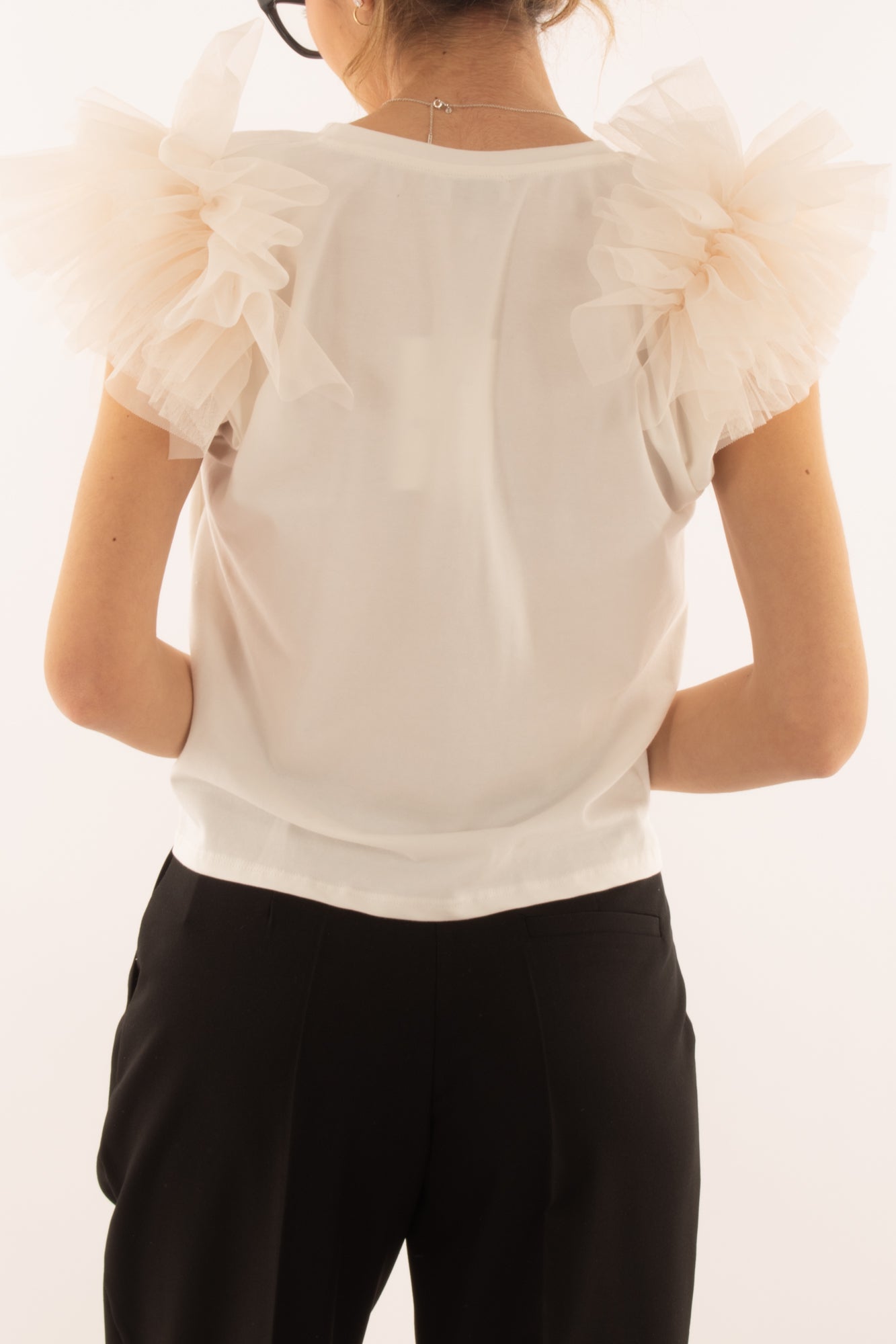 T-shirt con tulle da Donna Susy mix - Bianco