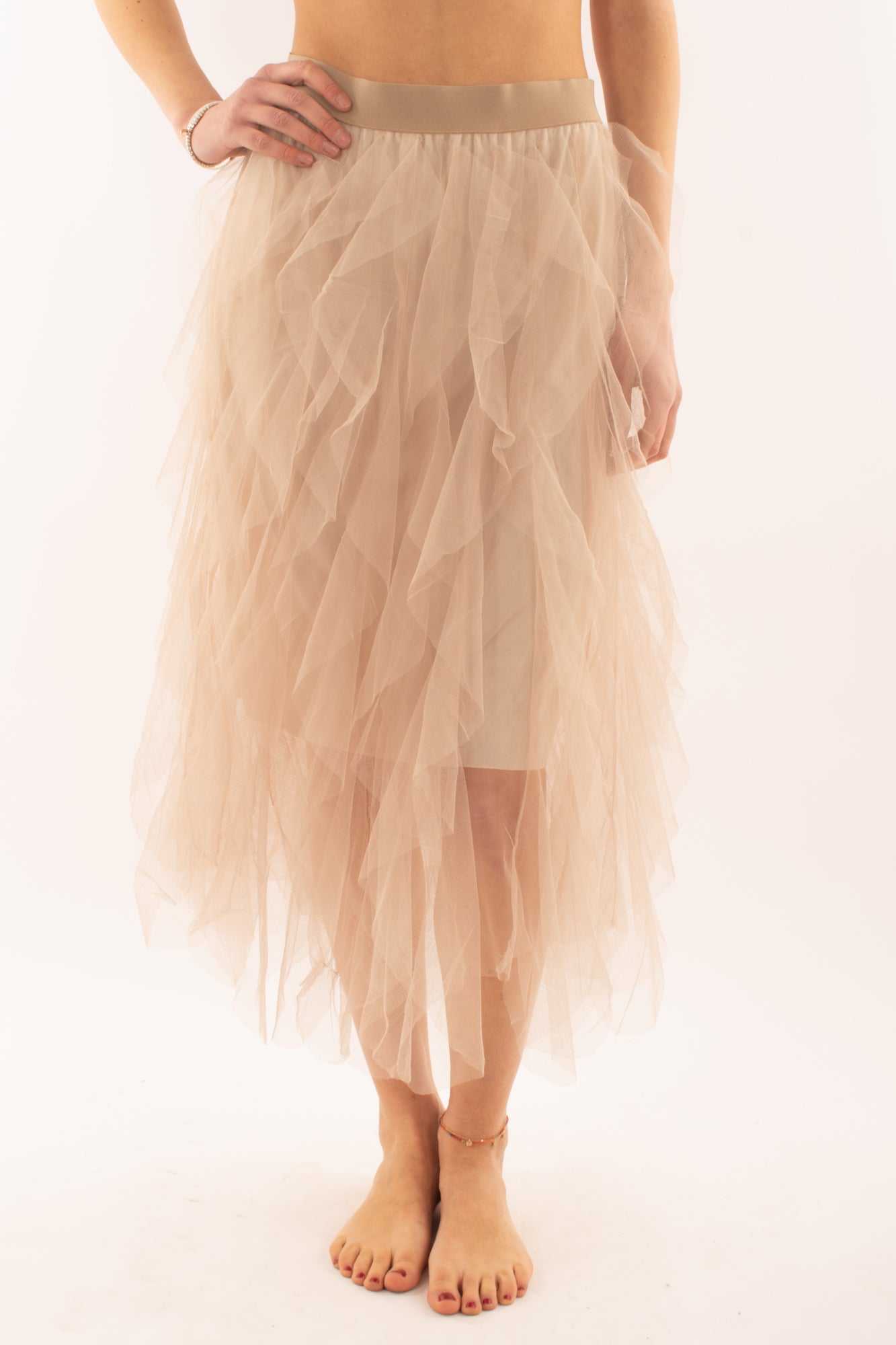 Gonna di tulle a balze da Donna Susy mix - Beige