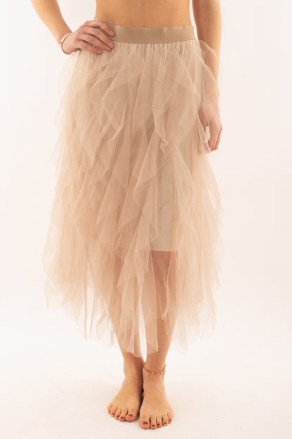 Gonna di tulle a balze da Donna Susy mix - Beige