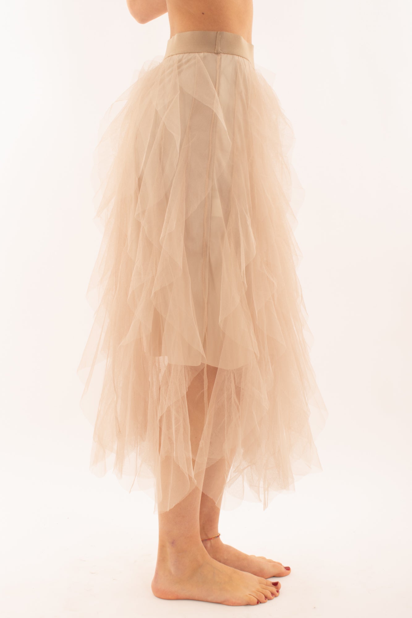 Gonna di tulle a balze da Donna Susy mix - Beige