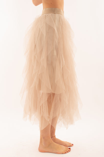 Gonna di tulle a balze da Donna Susy mix - Beige