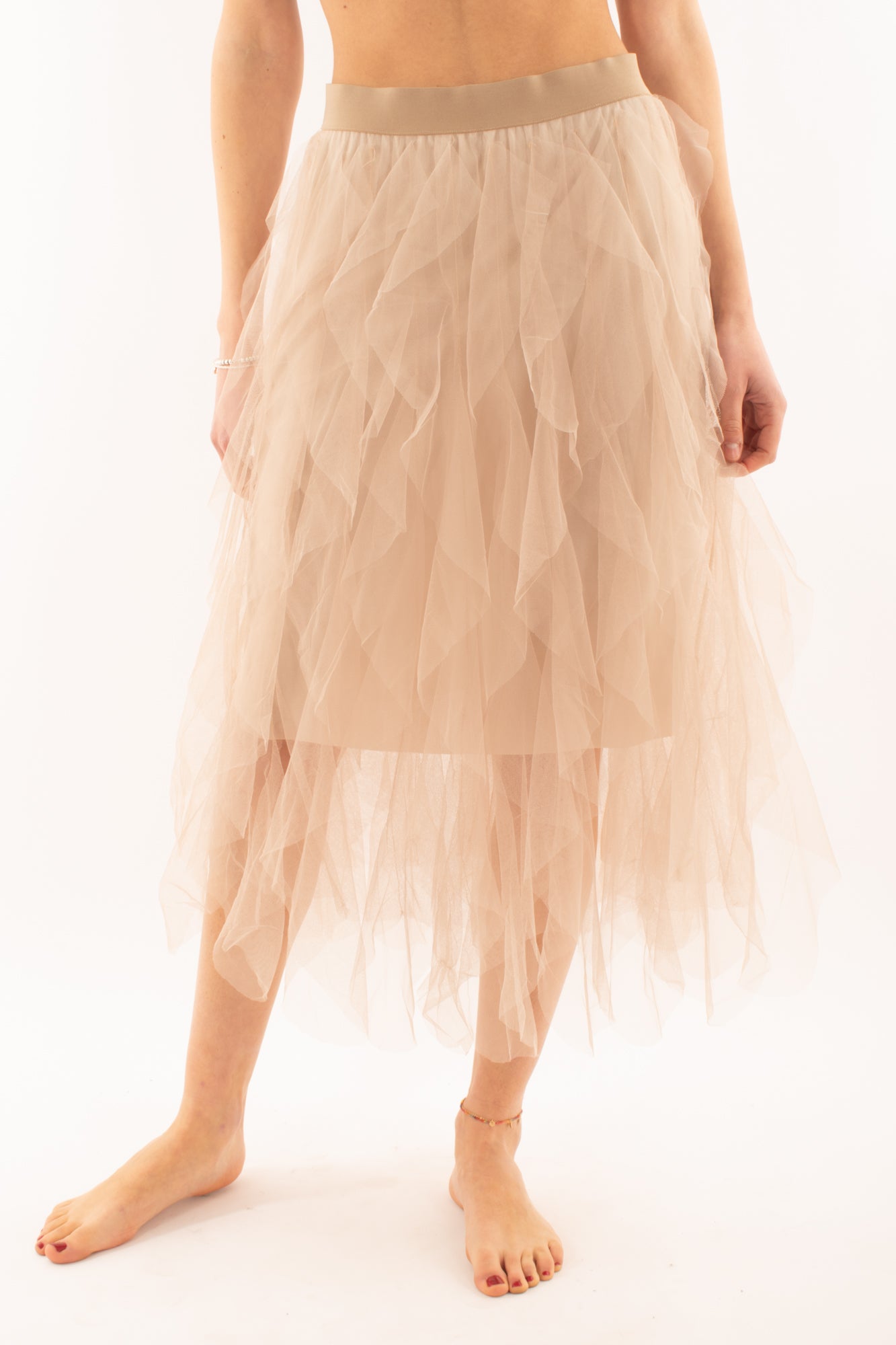 Gonna di tulle a balze da Donna Susy mix - Beige