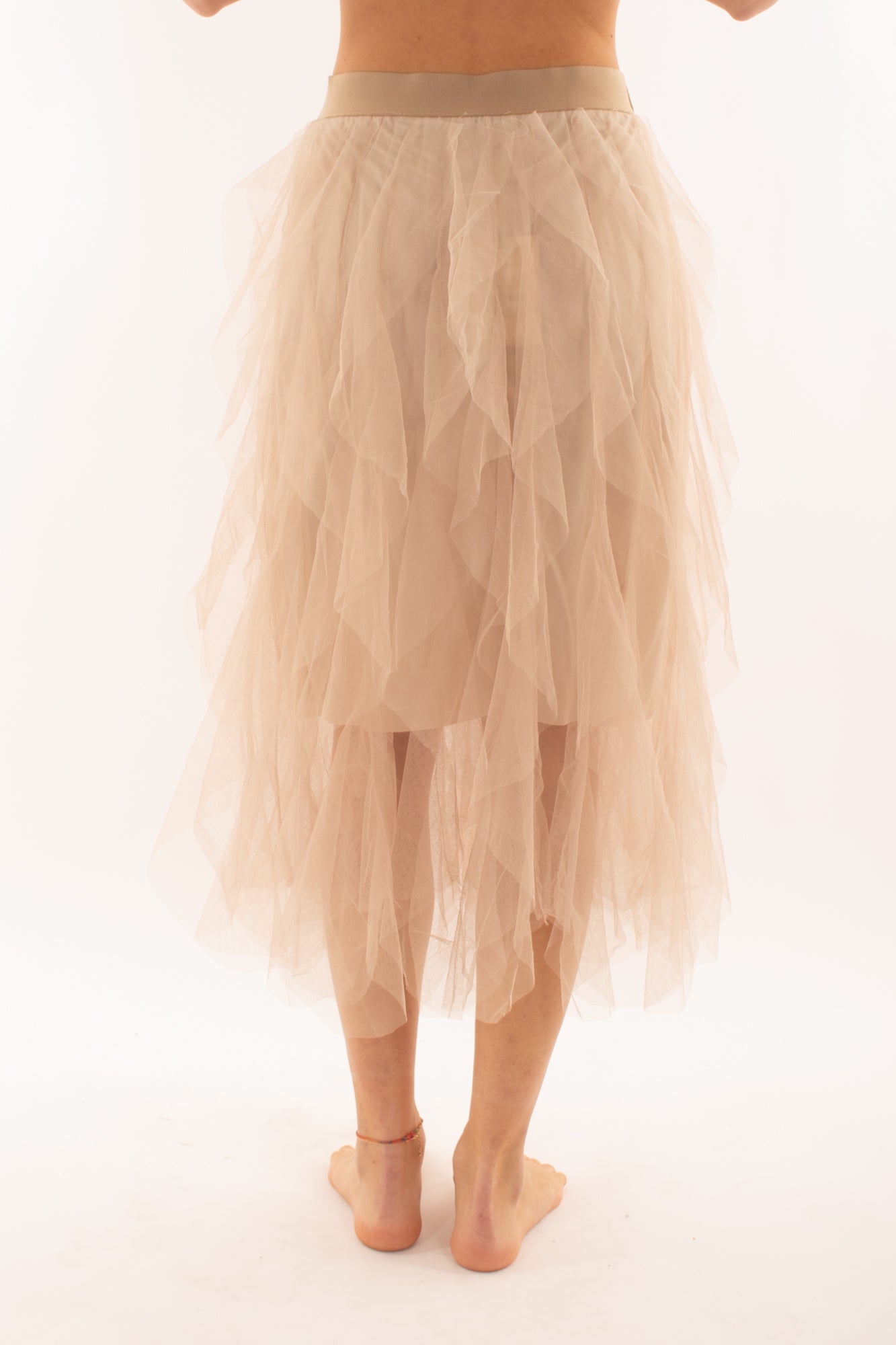 Gonna di tulle a balze da Donna Susy mix - Beige