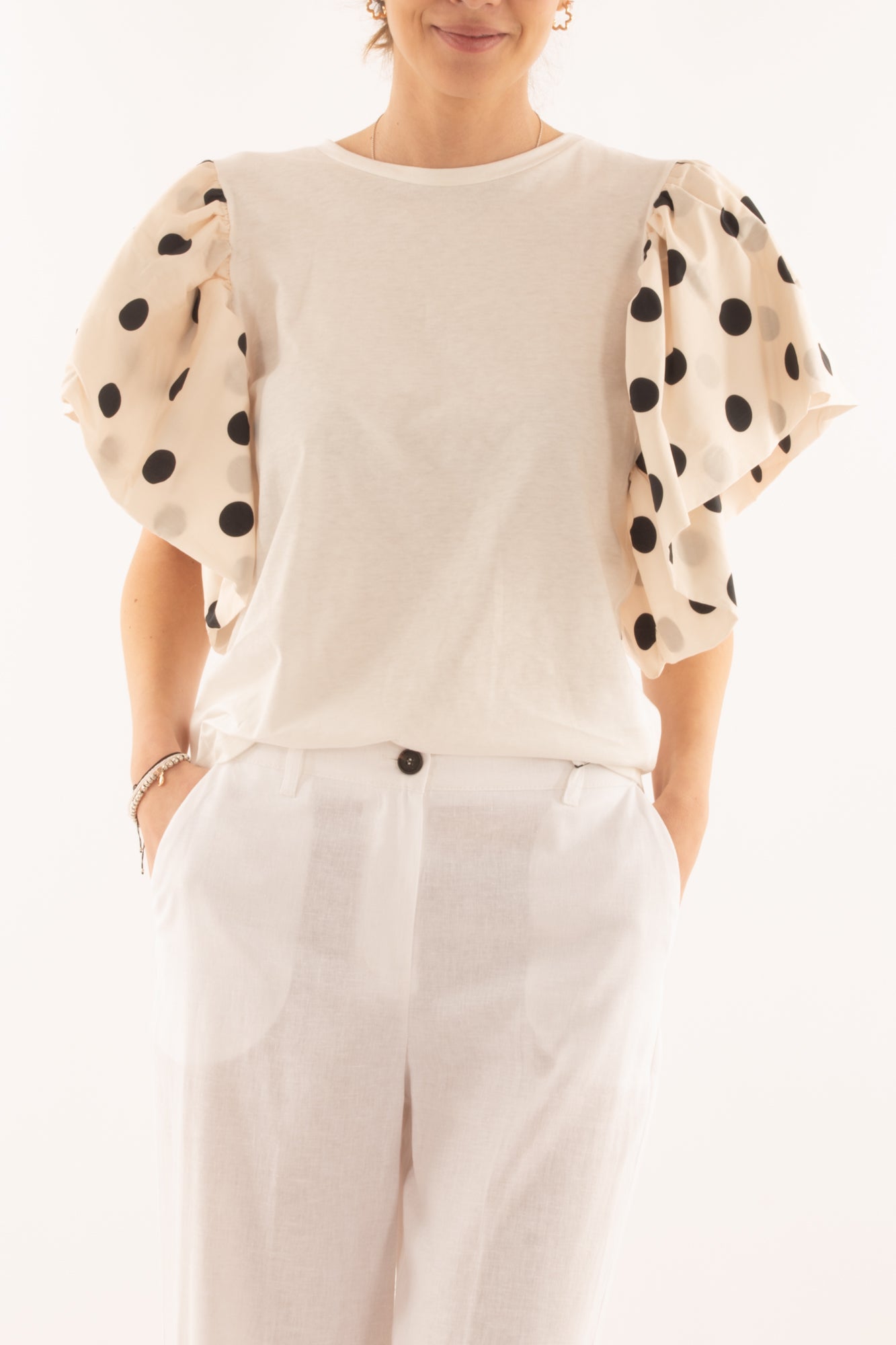 T-shirt con pois da Donna Susy mix - Bianco