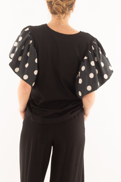 T-shirt con pois da Donna Susy mix - Nero