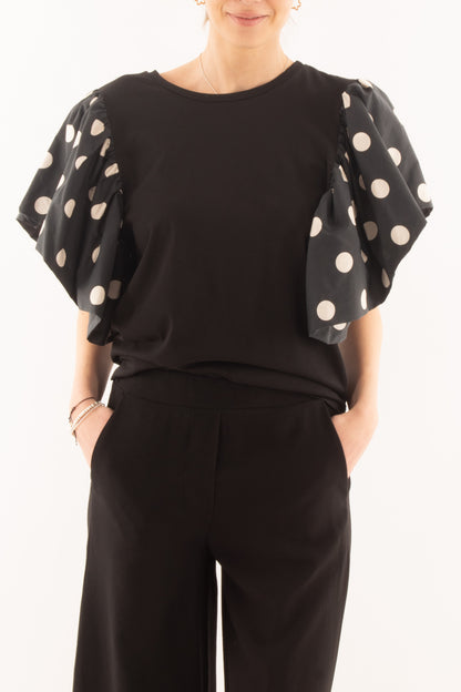 T-shirt con pois da Donna Susy mix - Nero
