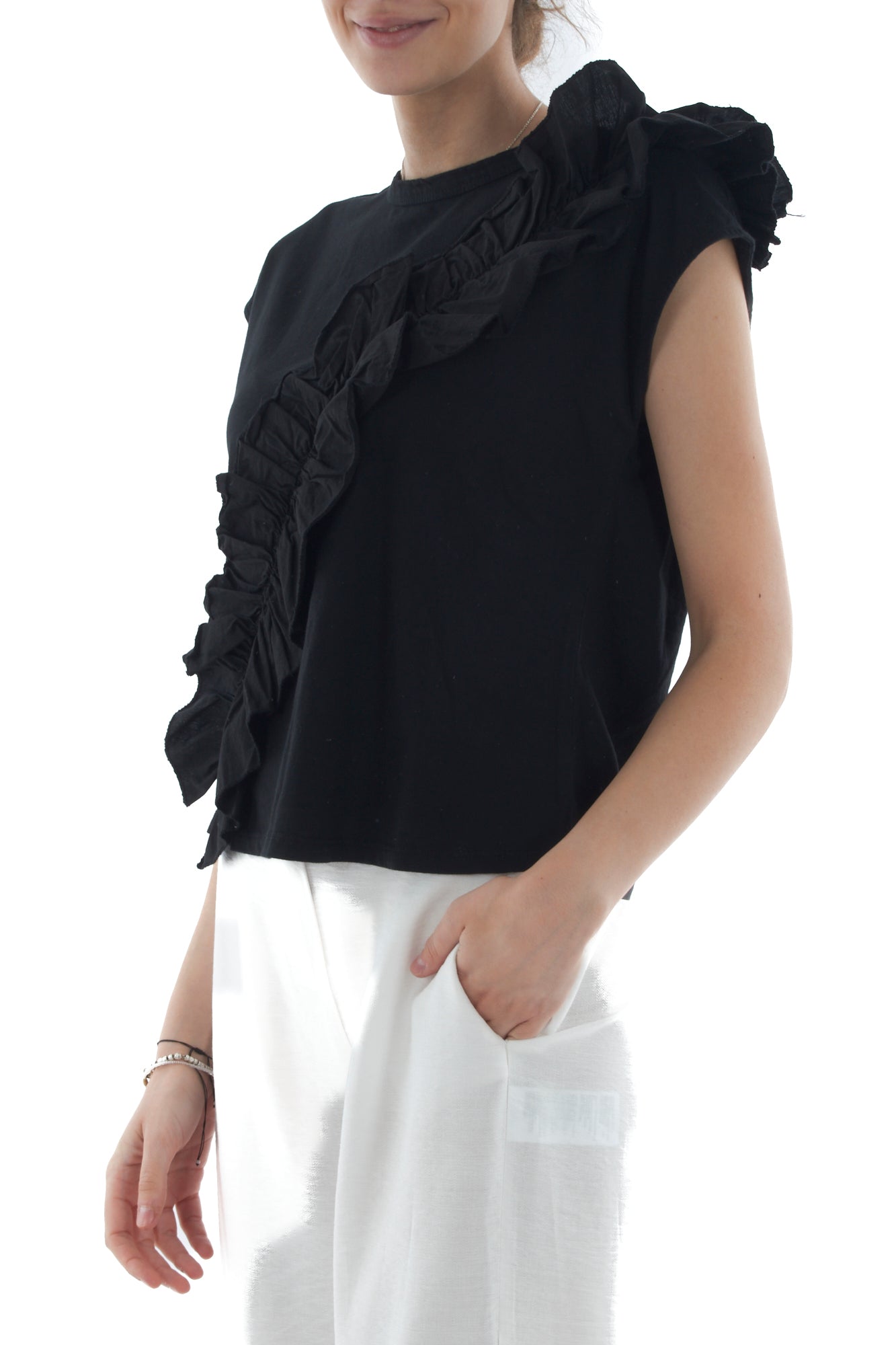 T-shirt con rouge di sbiego da Donna Susy mix - Nero