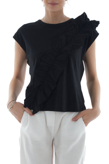 T-shirt con rouge di sbiego da Donna Susy mix - Nero