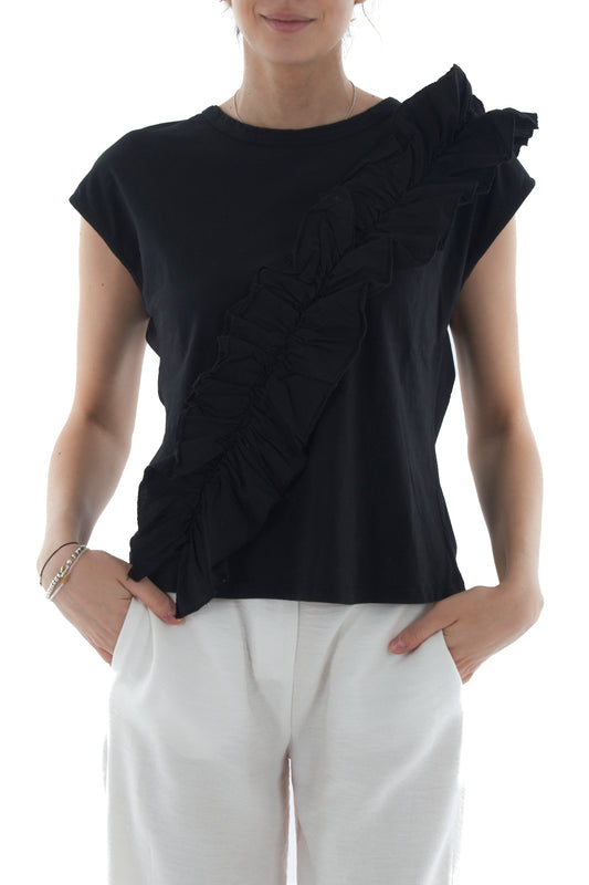 T-shirt con rouge di sbiego da Donna Susy mix - Nero