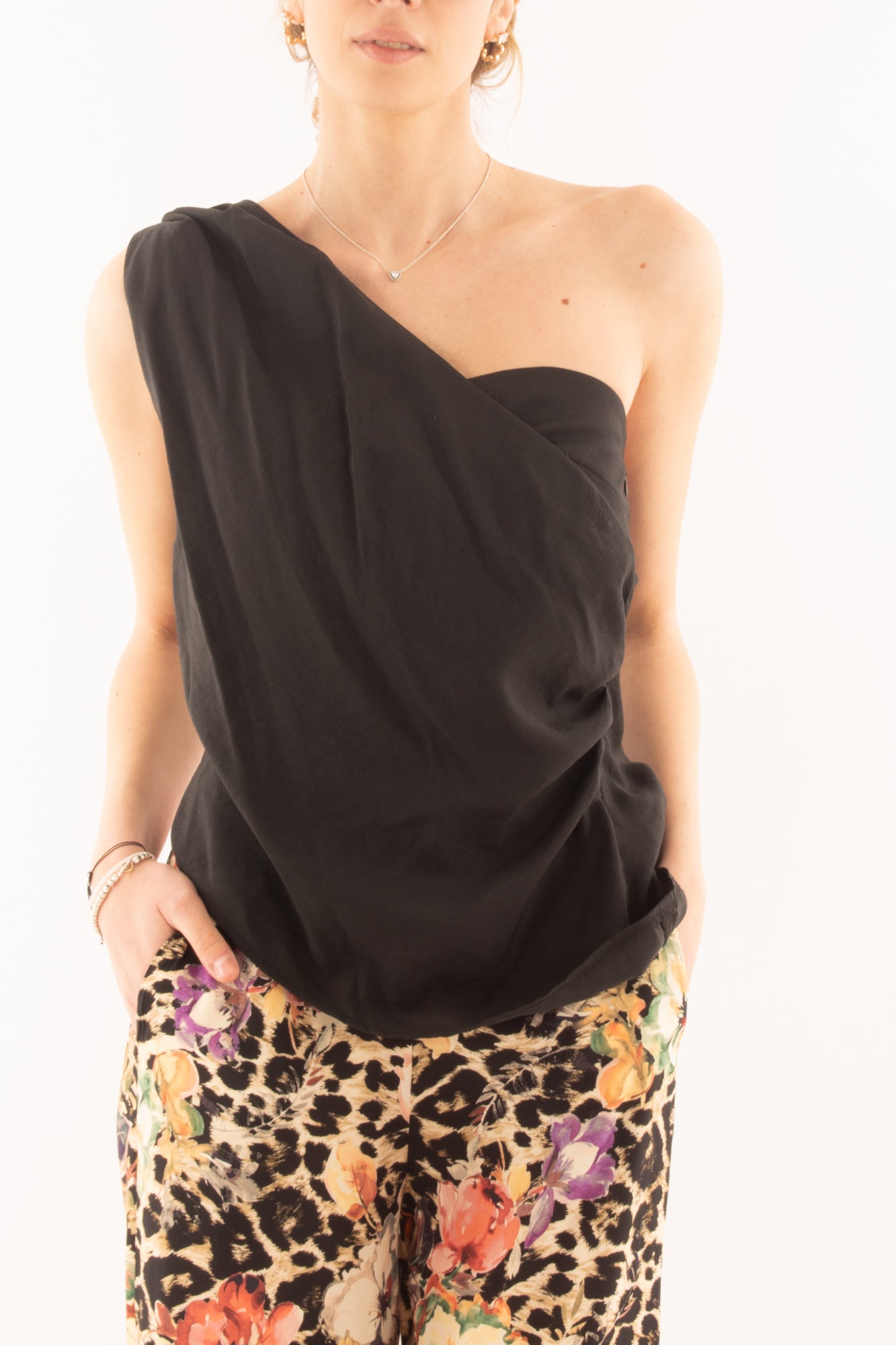 Maglia monospalla da Donna Susy mix - Nero