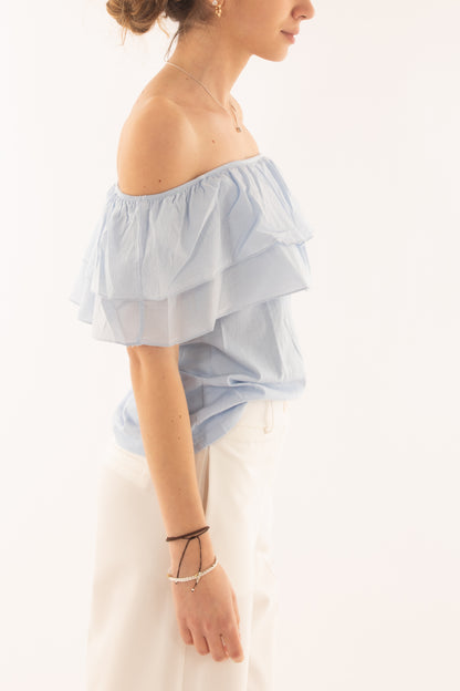 Maglia con collo a shiffer da Donna Susy mix - Celeste