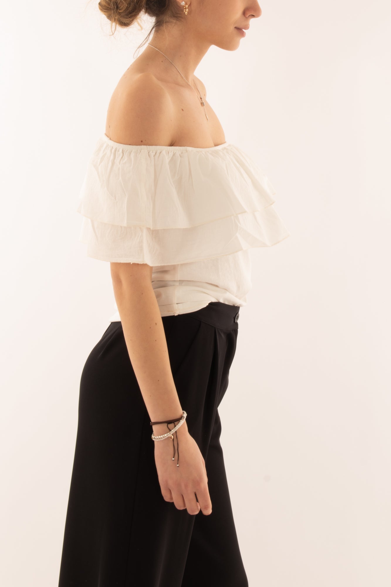 Maglia con collo a shiffer da Donna Susy mix - Latte