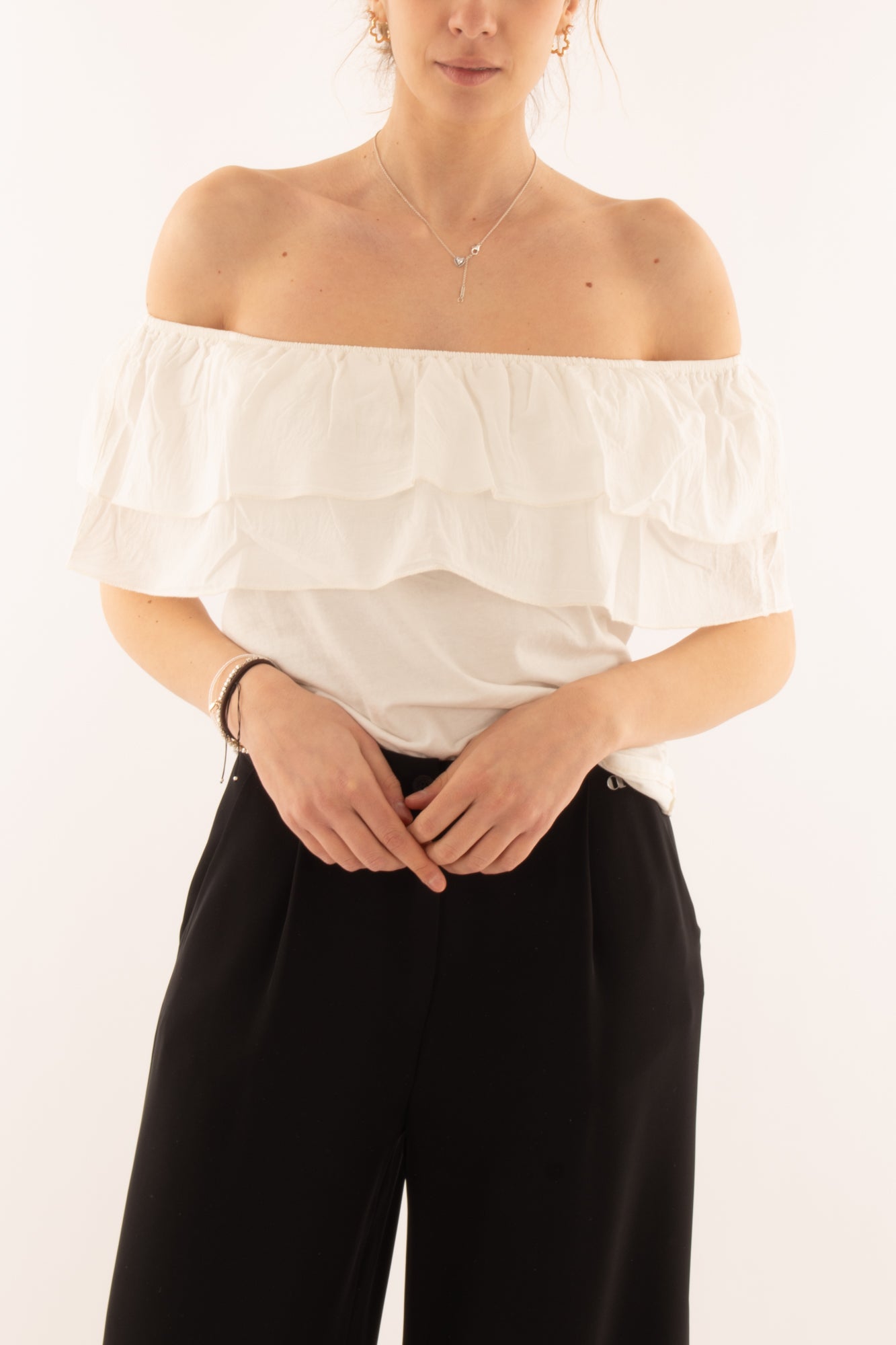 Maglia con collo a shiffer da Donna Susy mix - Latte