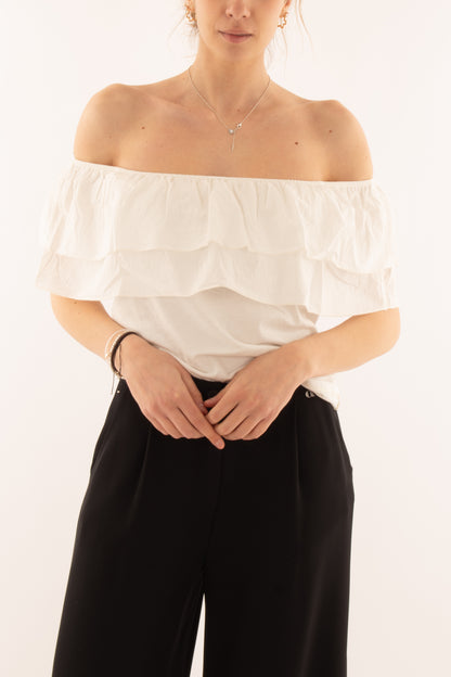 Maglia con collo a shiffer da Donna Susy mix - Latte