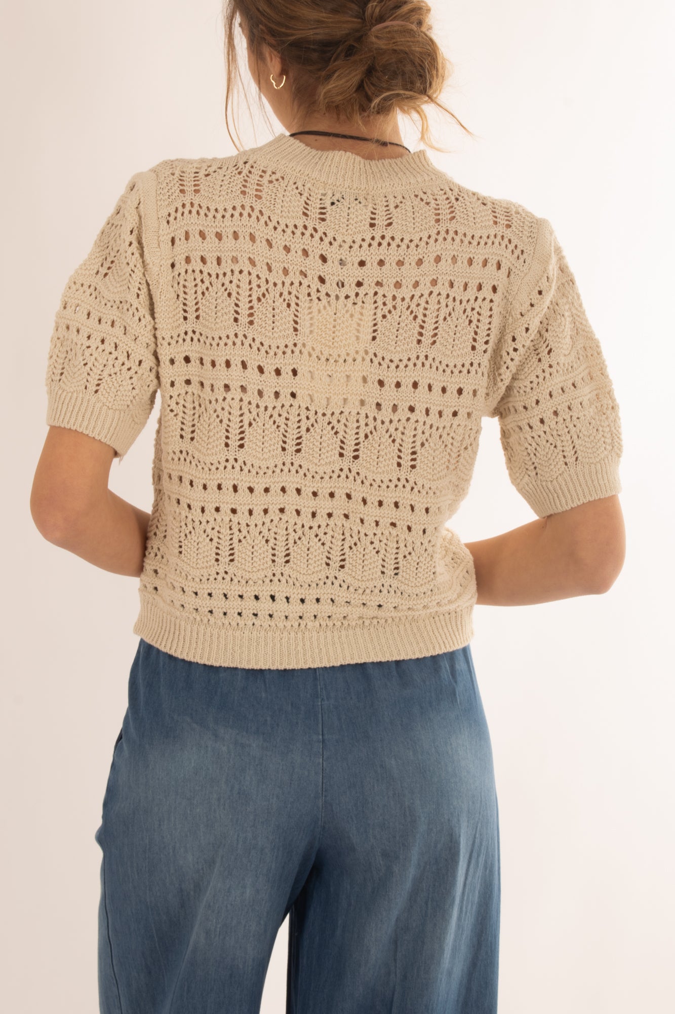 Maglia di filo traforata da Donna Susy mix - Panna