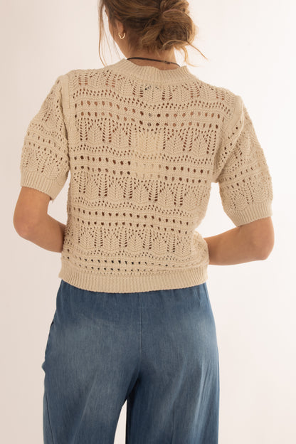 Maglia di filo traforata da Donna Susy mix - Panna