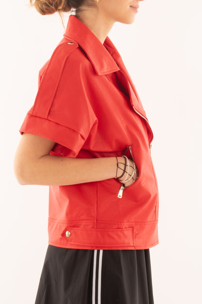 Gilet ecopelle da Donna Susy mix - Rosso