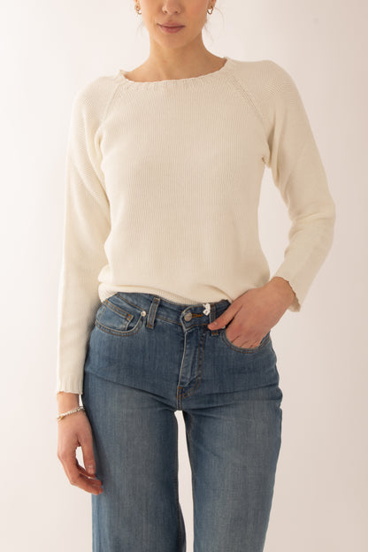 Maglia di filo a girocollo da Donna Susy mix - Latte