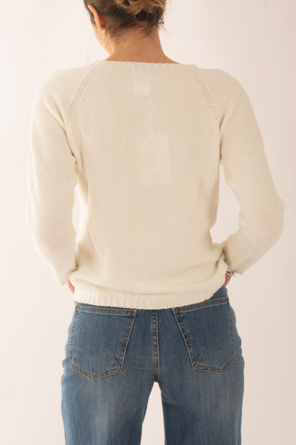 Maglia di filo a girocollo da Donna Susy mix - Latte