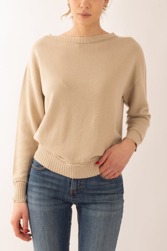 Maglia collo a barca Susy mix - Corda