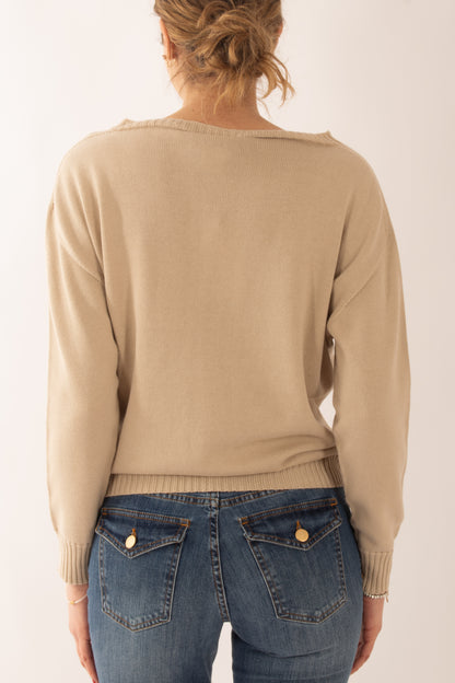 Maglia collo a barca Susy mix - Corda