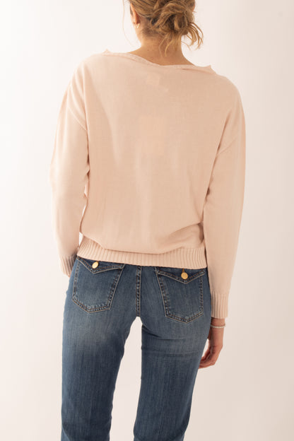 Maglia collo a barca Susy mix - Rosa