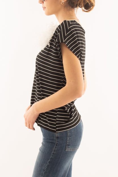 T-shirt rigata da Donna Susy mix - Nero