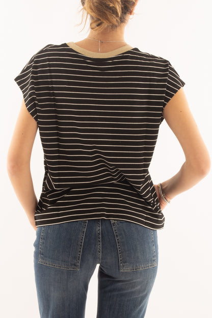 T-shirt rigata da Donna Susy mix - Nero