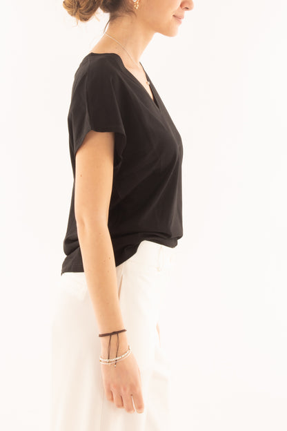Maglia a v da Donna - Susy mix - Nero