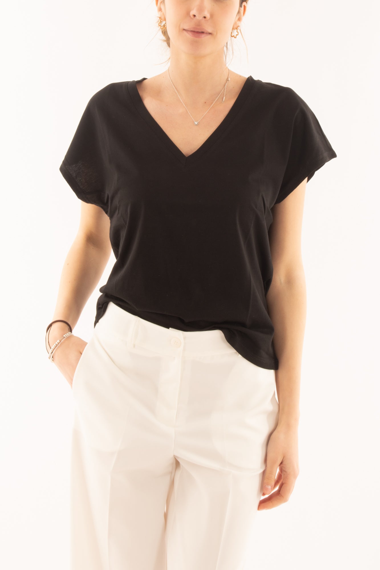 Maglia a v da Donna - Susy mix - Nero