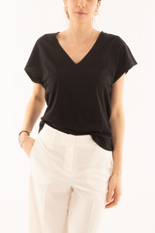 Maglia a v da Donna - Susy mix - Nero
