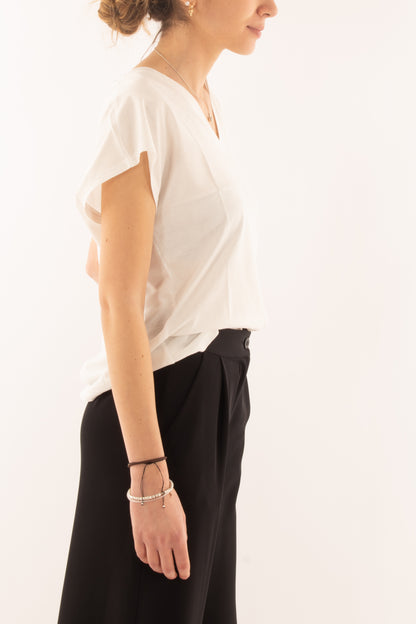 Maglia a v da Donna - Sussy mix - Panna