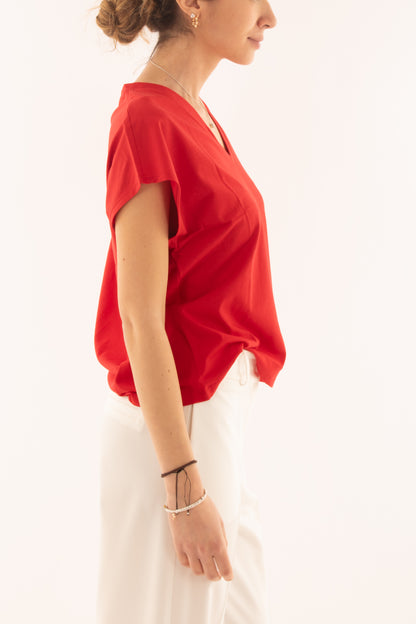 Maglia a v da Donna - Sussy mix - Rosso