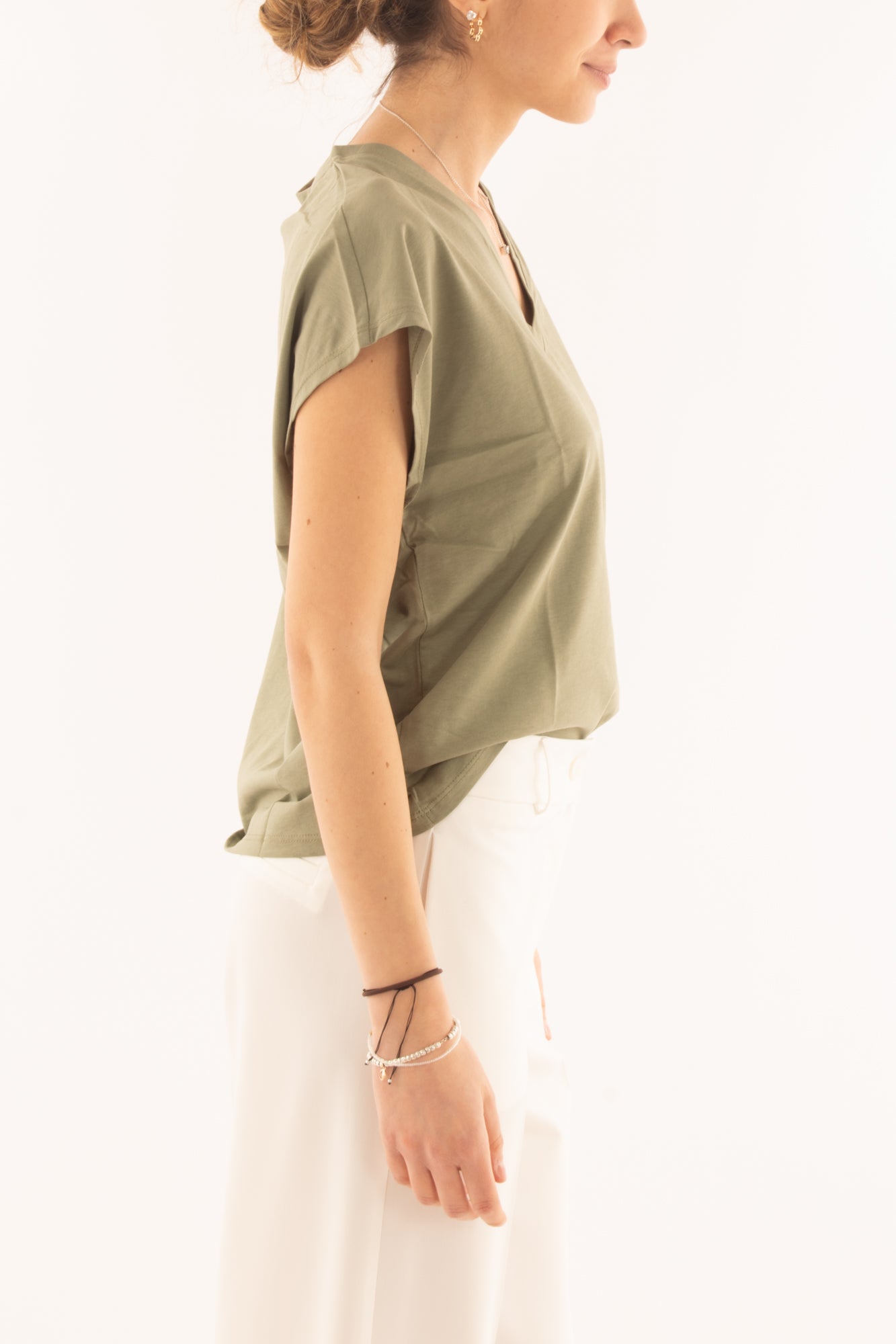 Maglia a v da Donna - Sussy mix - Verde