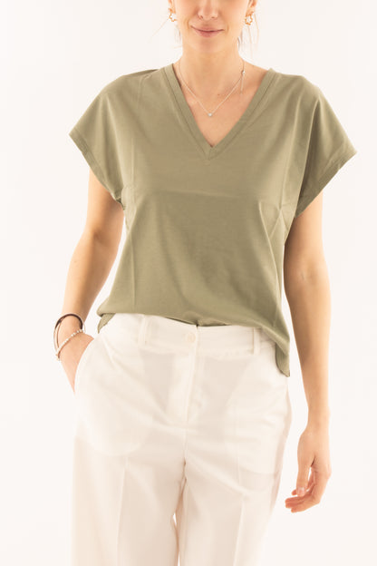 Maglia a v da Donna - Sussy mix - Verde