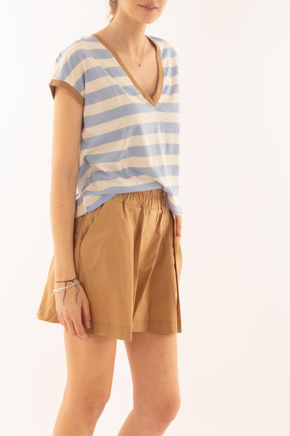 Maglia a v rigata da Donna Susy mix - Celeste