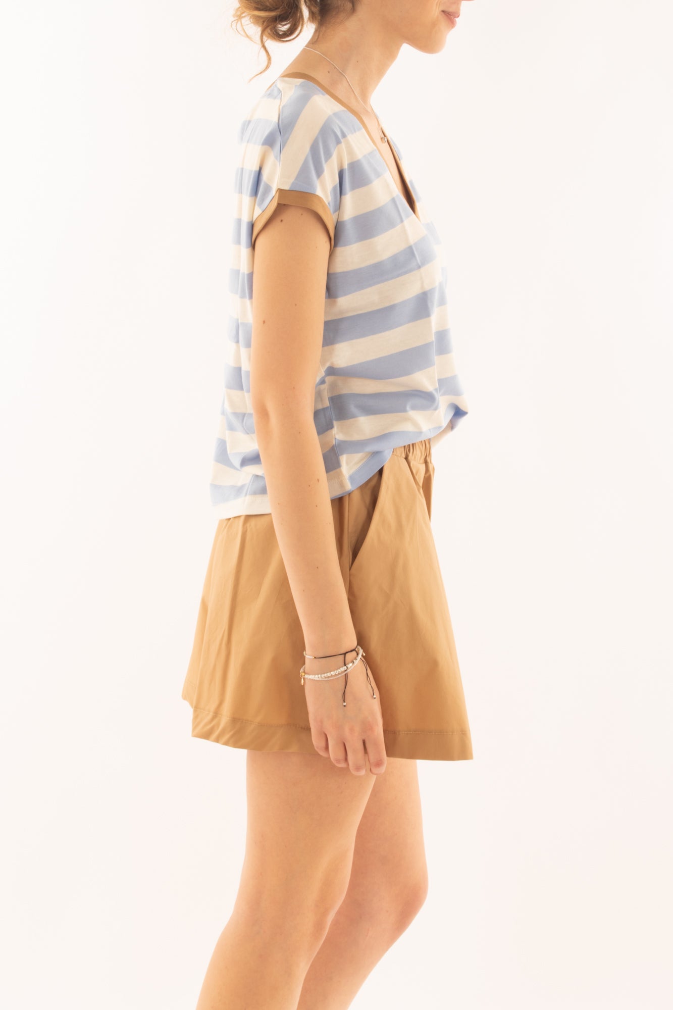 Maglia a v rigata da Donna Susy mix - Celeste