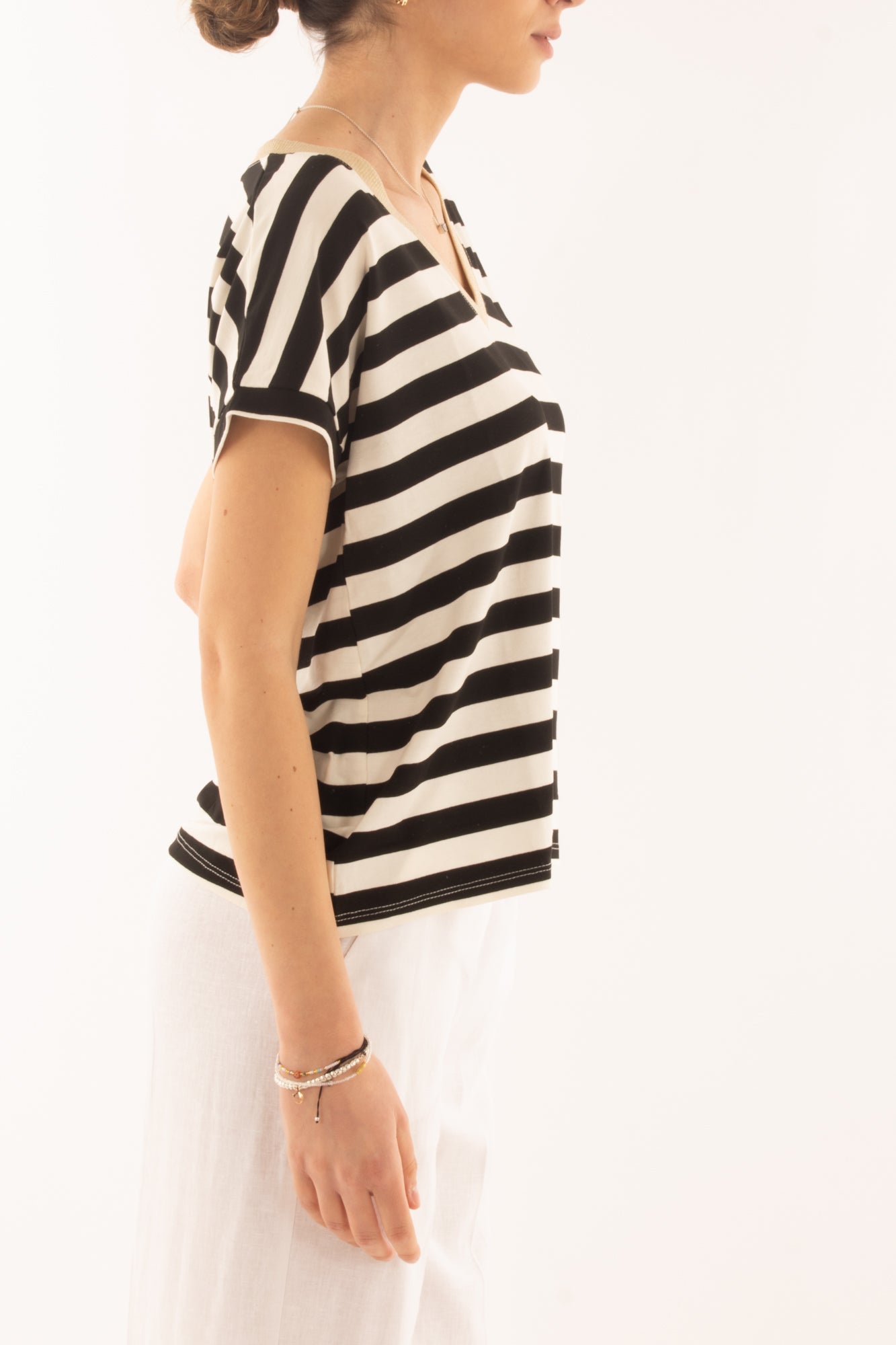 Maglia a v rigata da Donna Susy mix - Blu