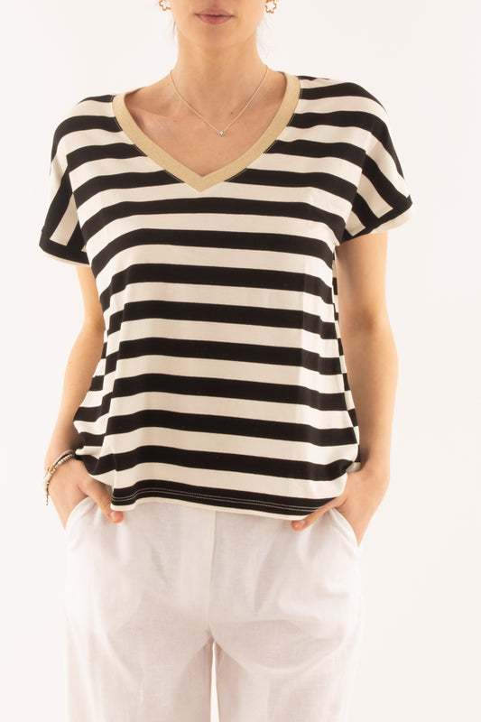 Maglia a v rigata da Donna Susy mix - Blu