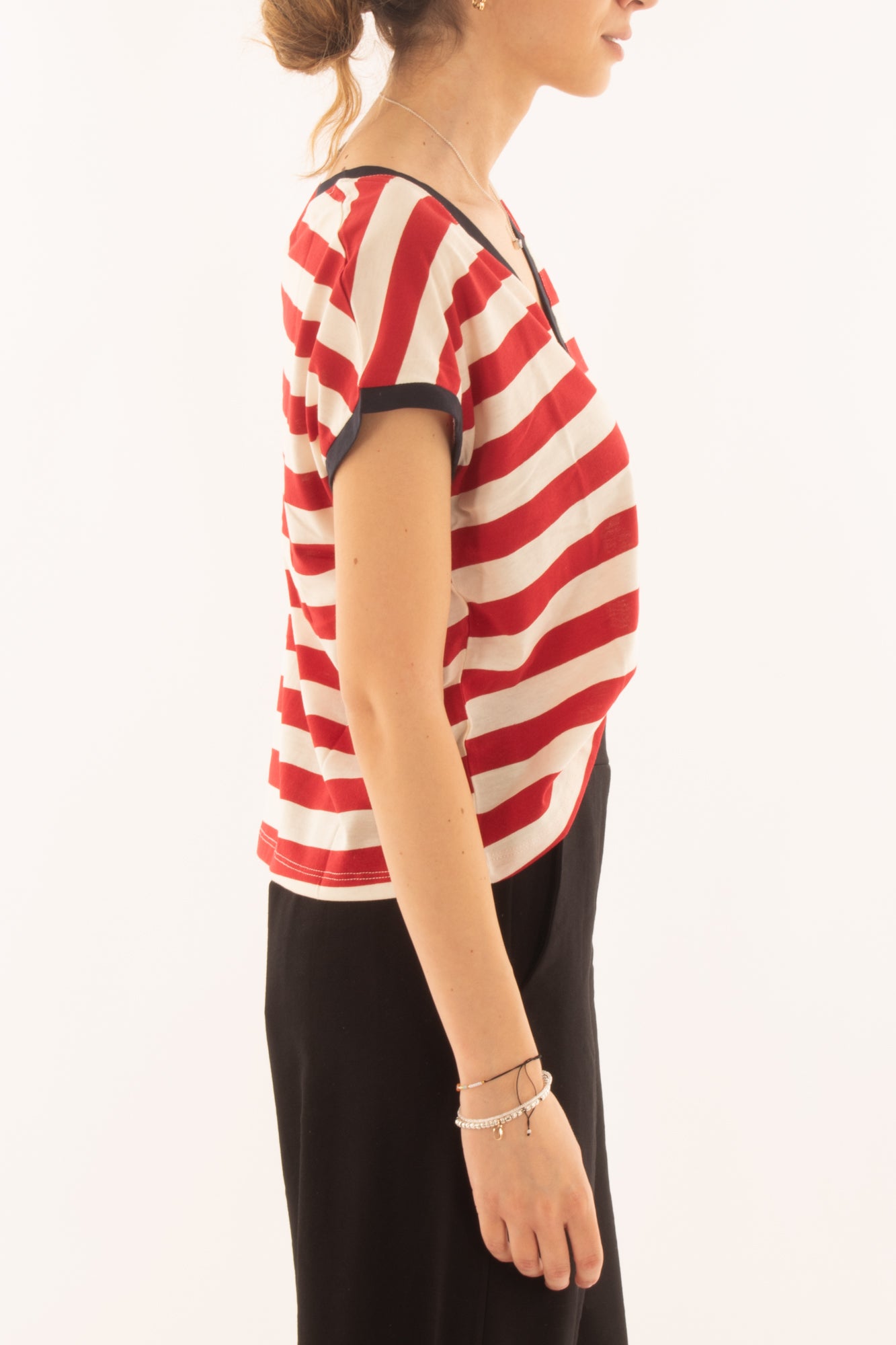 Maglia a v rigata da Donna Susy mix - Rosso