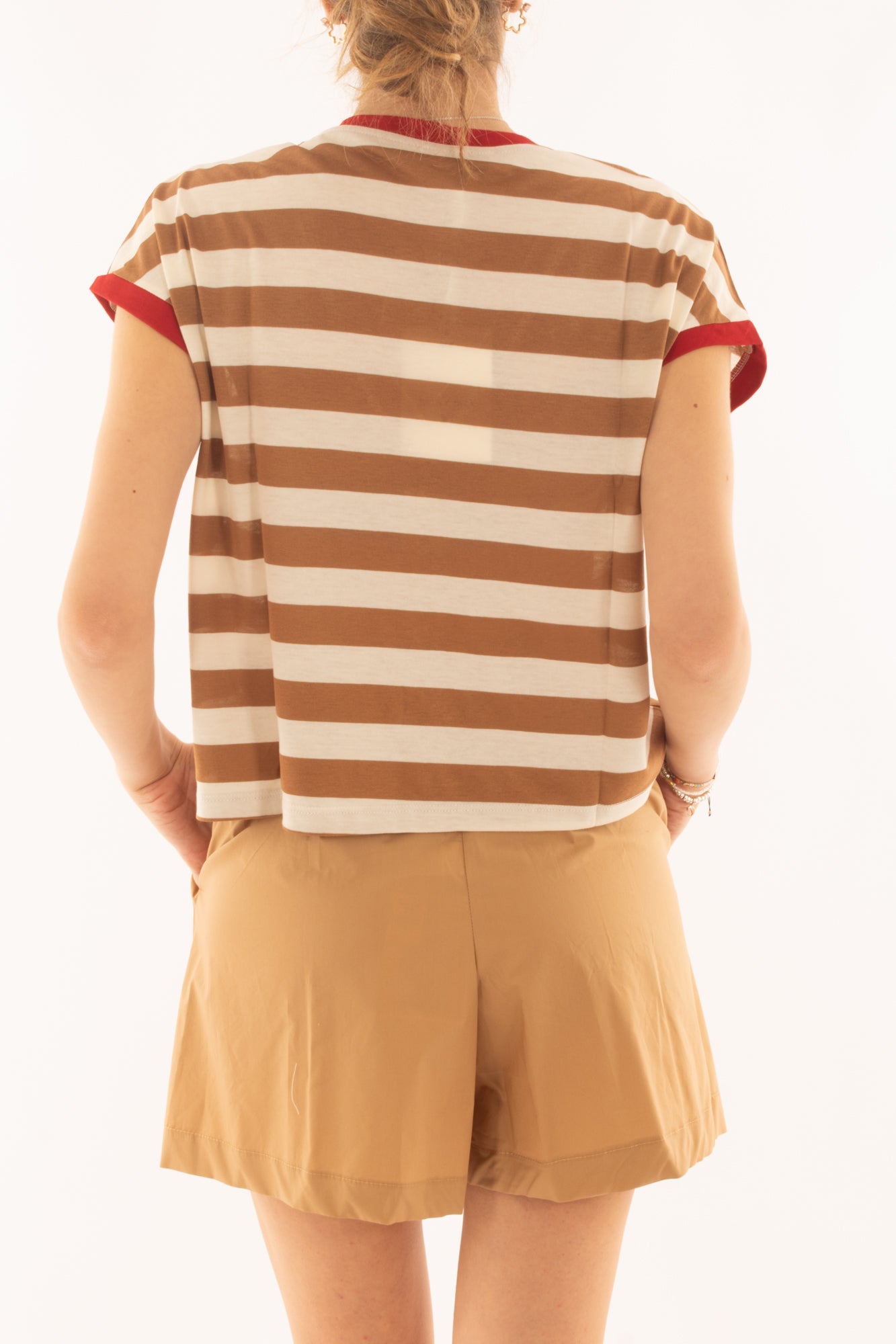 Maglia a v rigata da Donna Susy mix - Sabbia