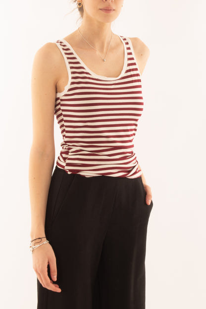Canottiera rigata in viscosa da Donna Susy mix - Rosso