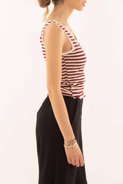 Canottiera rigata in viscosa da Donna Susy mix - Rosso